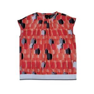 Worthington Women's Size XL Short Cap Sleeve Blouse with White Hem Career